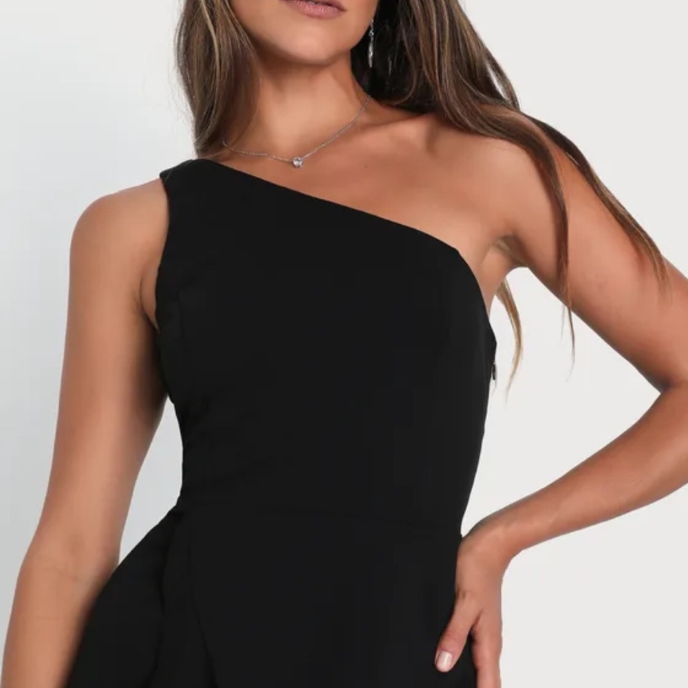 Lulus Elegant Black One-Shoulder Dress - Picture 4 of 8